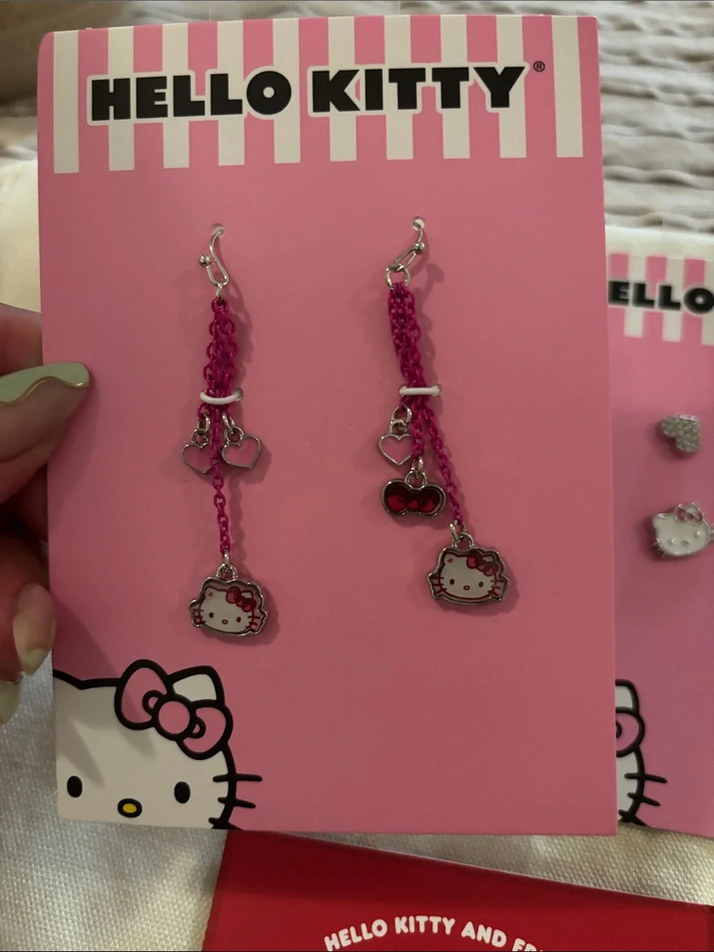 5 Hello Kitty Pink and Red Jewelry & Keychain Gift Set